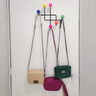 Cabideiro De Parede Aramado Preto 6 Ganchos Pontas Coloridas