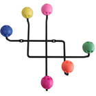 Cabideiro De Parede Aramado Preto 6 Ganchos Pontas Coloridas