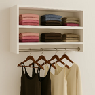 Cabideiro De Parede Arara Em Mdf Com 2 Nichos De 60cm