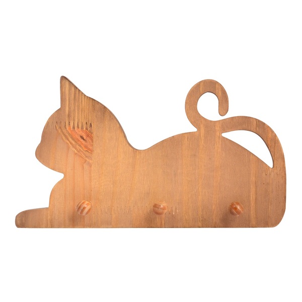 Cabideiro De Parede Modelo Pet 3 Ganchos - Madeira Cabideiro