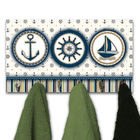 Cabideiro De Parede Porta Chaves Toalhas Linha Náutica Marinh