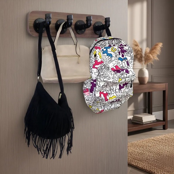 Cabideiro De Parede Porta Toalhas Mochilas Bolsas Suporte Gan