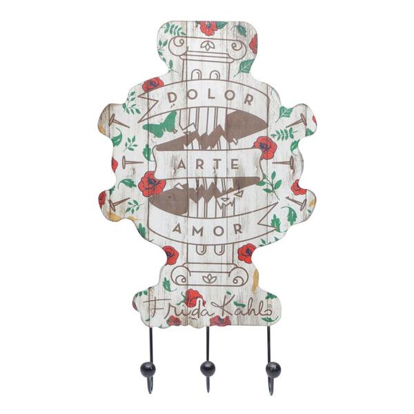Cabideiro Dolor Arte Amor Da Frida Kahlo, Madeira, 3 Ganchos