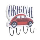 Cabideiro Em Madeira Fusca Original Vermelho 4 Ganchos