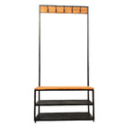 Cabideiro Industrial - Assento De Madeira, 5 Ganchos E 2 Prat