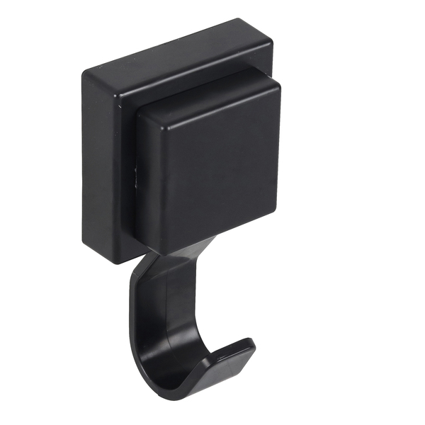 Cabideiro para Banheiro Simples Black Square de Ventosa Preto Fosco Future