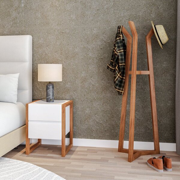 Cabideiro Pequim Em Madeira Maciça Para Quarto Natural