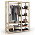 Cabideiro Pinus De Parede Madeirado  Araras Roupas   Duplo