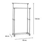 Cabideiro Sapateira Metal Vestuário Arara Rodas Multiuso Cinza