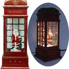 Cabine Telefone Inglês Papai Noel Natal Musical Leds De 26cm