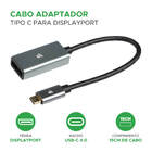 Cabo Adaptador 15cm Usb C Para Displayport Fêmea 4k 120hz