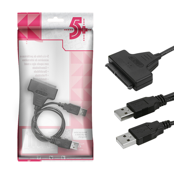 Cabo Adaptador Conversor Y 2 Usb Para Hd Ssd Sata 2,5 Note