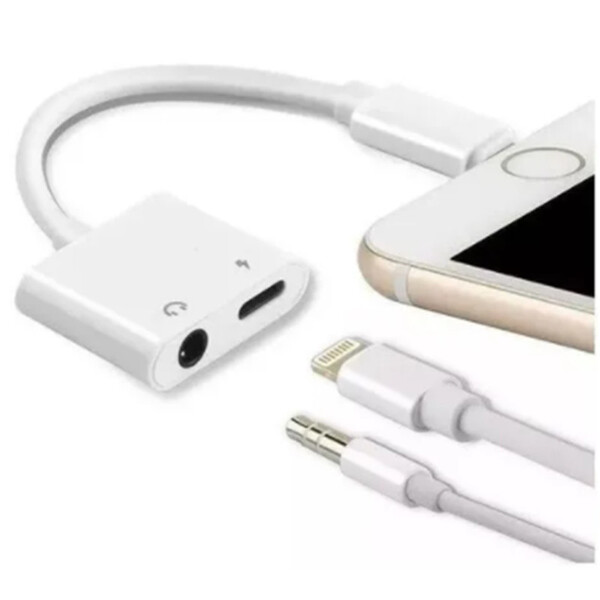 Cabo Adaptador Iphone Lightning Carrega  (2x1) Audio