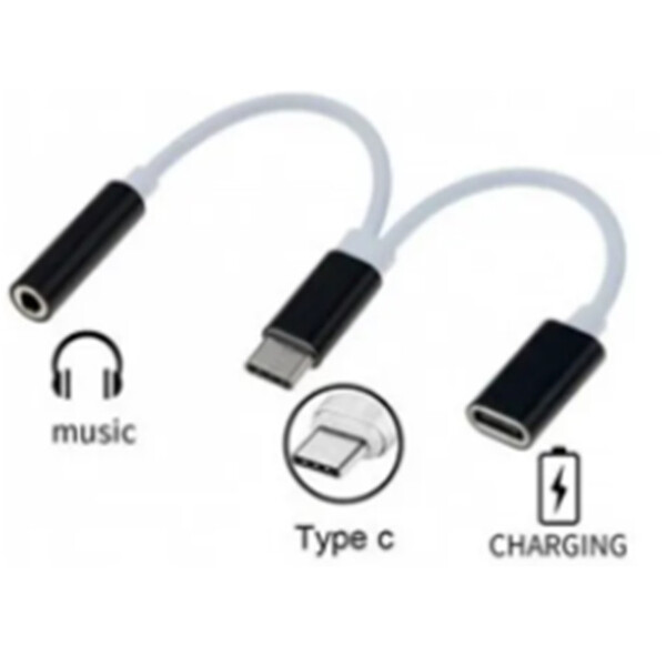 Cabo Adaptador Pra Fone Com Saida Tipe C Duplo Type C E P2