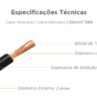 Cabo Automotivo Din 72551-6 Belcabos 1,50mm² -40ºc A +105ºc 2
