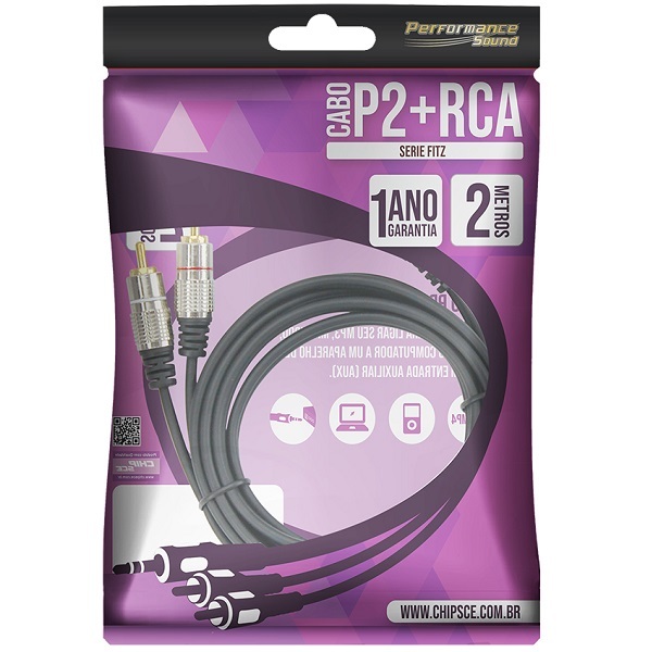 Cabo Auxiliar P2 Estereo X 2 Rca Niquel Fitz 3 Metros 018-070