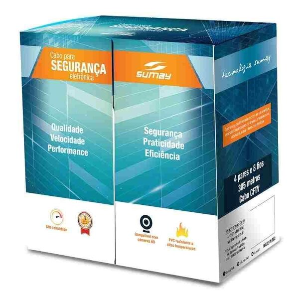 Cabo Cat5 P Cftv E Rede 305m Preto Sumay