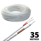 Cabo Coaxial 4mm Com Expansão A Gás Fio Cftv Rolo 35 Metros