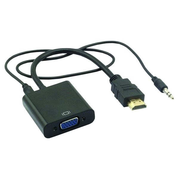 Cabo Conversor Hdmi Para Vga + Audio Cabo P2 E Usb Preto