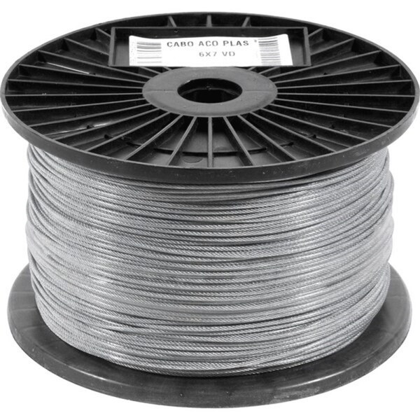Cabo De Aço Plastificado Alma De Fibra  1,6 Mm 1/16"  6 X 7 -
