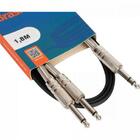 Cabo De Áudio Linha Brasil P10 Estéreo X 2 P10 Mono 1,8m Pret