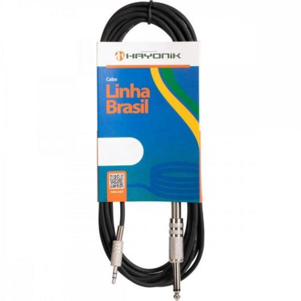 Cabo De Áudio Linha Brasil P2 Estéreo X 1 P10 Mono 1,8m Preto