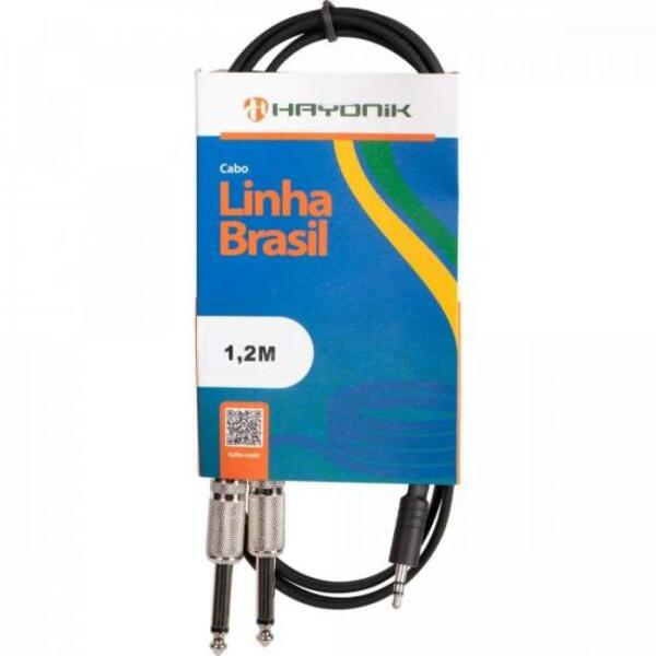 Cabo De Áudio Linha Brasil P2 Estéreo X 2 P10 Mono 1,5m Preto