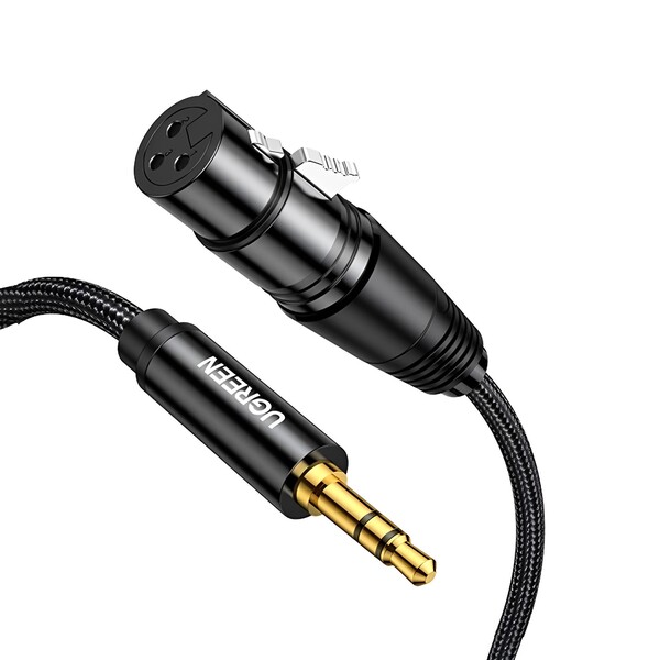 Cabo De Áudio Microfone Ugreen 3.5mm Para Xlr Fêmea 2m Preto