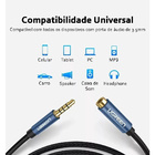 Cabo De Áudio P2 Ugreen 3.5mm Macho/fêmea Extensor 2m Preto