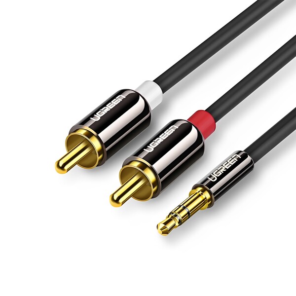 Cabo De Áudio Ugreen 3.5mm Para 2rca Macho/macho 2m Preto