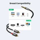 Cabo De Áudio Ugreen 3.5mm Para 2rca Macho/macho 2m Preto