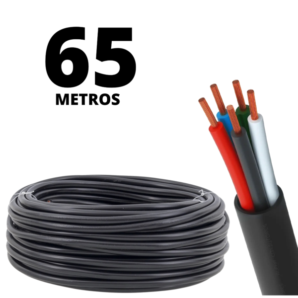 Cabo De Energia Multiuso Pp 5x2,5mm Flexível De 65 Metros