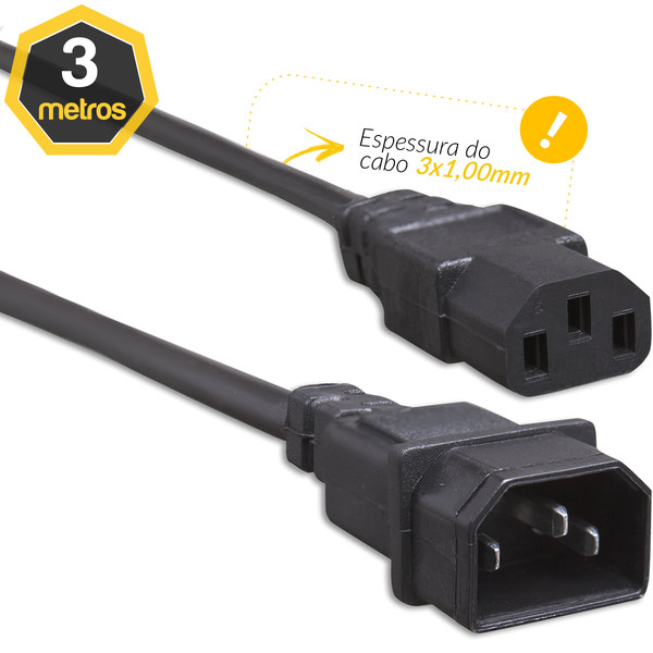Cabo De Força C13 Para C14 10a 3 Metros