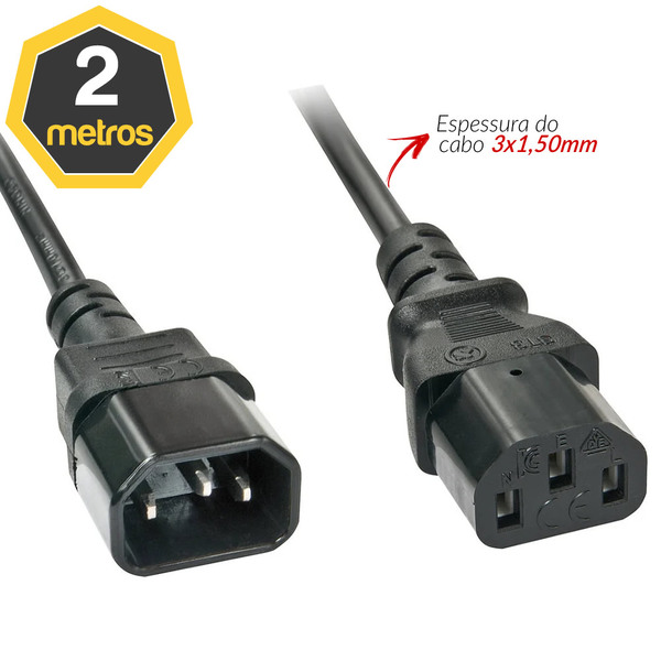 Cabo De Força C13 Para C14 3x1,50mm 2 Metros
