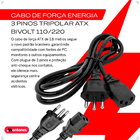 Cabo De Força Energia Cpu Pc Fonte Computador Monitor Impress