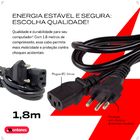 Cabo De Força Energia Cpu Pc Fonte Computador Monitor Impress