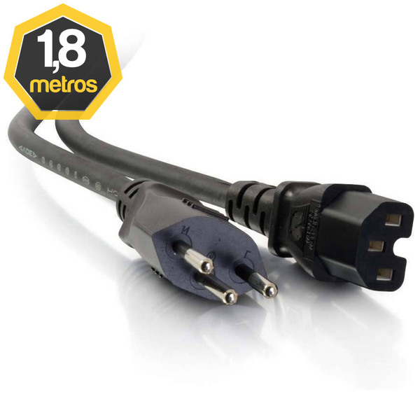Cabo De Força Novo Padrão Para Iec C15 10a 1,80 Metros