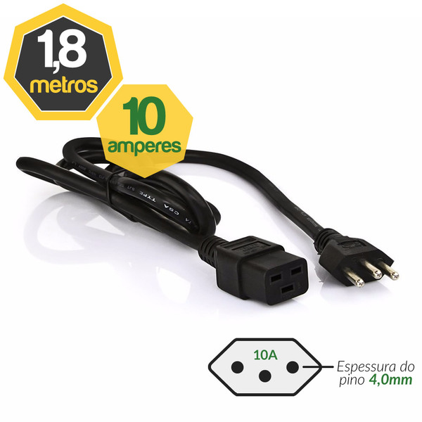 Cabo De Força Novo Padrão Para Iec C19 10a 1,80 Metros