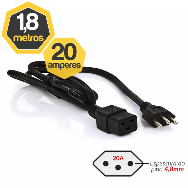 Cabo De Força Para Fonte Corsair C19 20a 1,80 Metros