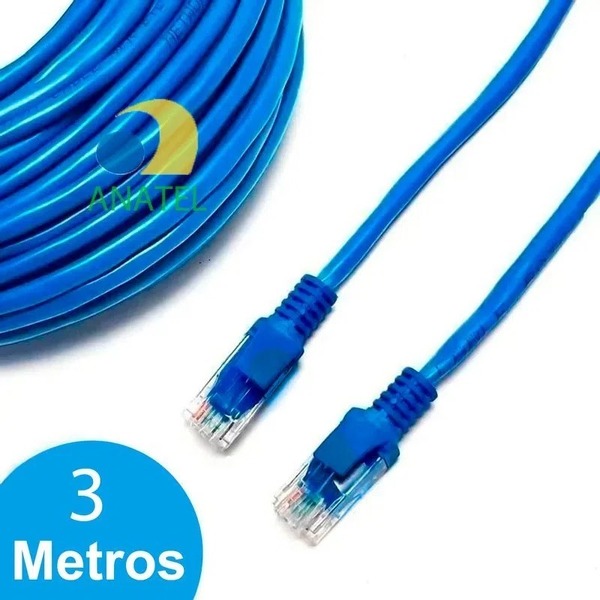 Cabo De Rede 3 Metros Cat-5 Com Conector Rj45 Le302