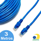 Cabo De Rede Azul Cat5e 3m Montado Alta Velocidade