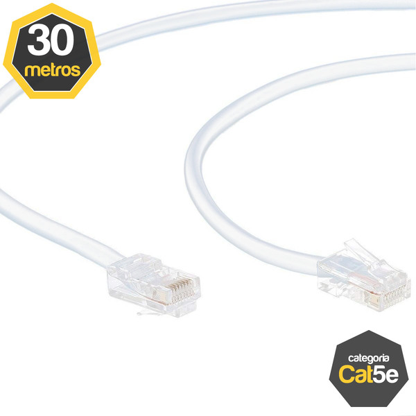 Cabo De Rede Cat5e Branco Montado 30 Metros