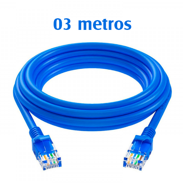 Cabo De Rede Ethernet Rj-45 03 Metros - Azul