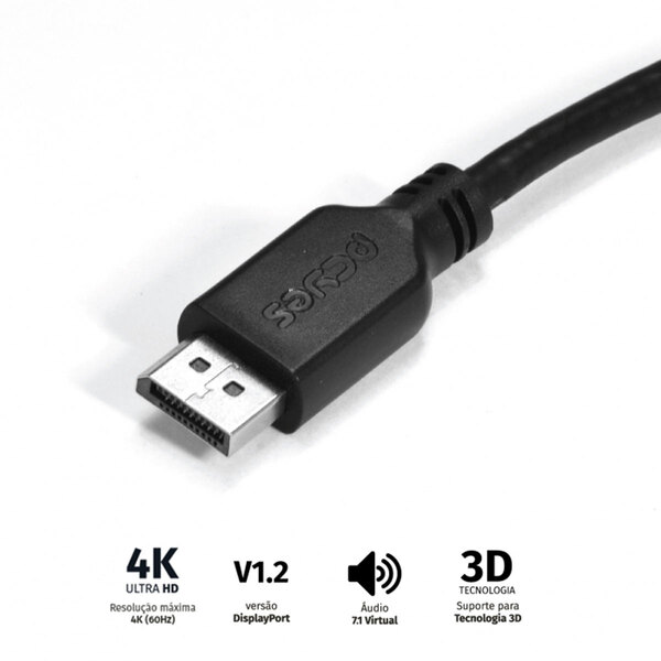 Cabo Displayport Macho Para Displayport Macho 2 Metros V1.2 -