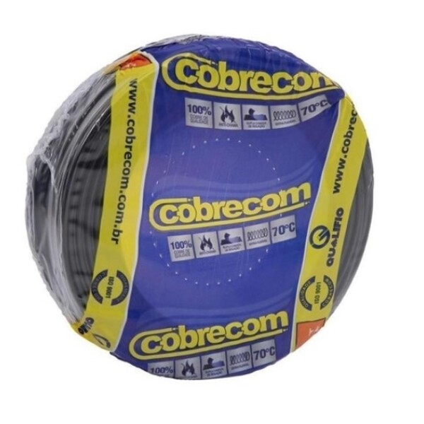 Cabo Elétrico Flexível Cobrecom 4mm Rolo De 50 Metros Preto