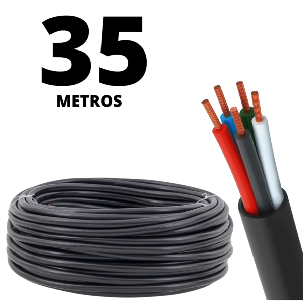 Cabo Eletrico Pp 5x1,5mm  Condutor De Cobre De 35 Metros