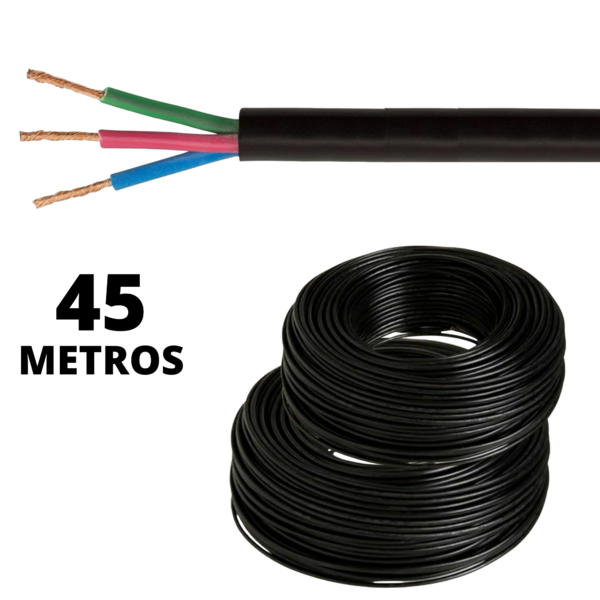 Cabo Eletrico Pp De Luz E Força 3x6mm Rolo Com 45 Metros