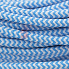 Cabo Elétrico Revestido Tecido 1 Metro Azul E Branco