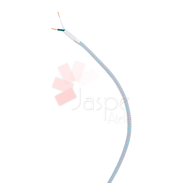 Cabo Elétrico Revestido Tecido Encapado 1 Metro Azul E Rosa