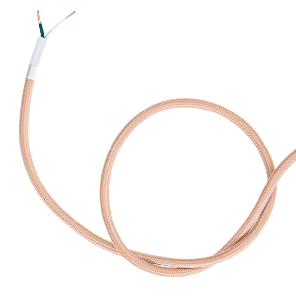 Cabo Elétrico Revestido Tecido Encapado 1 Metro Cor Pessego